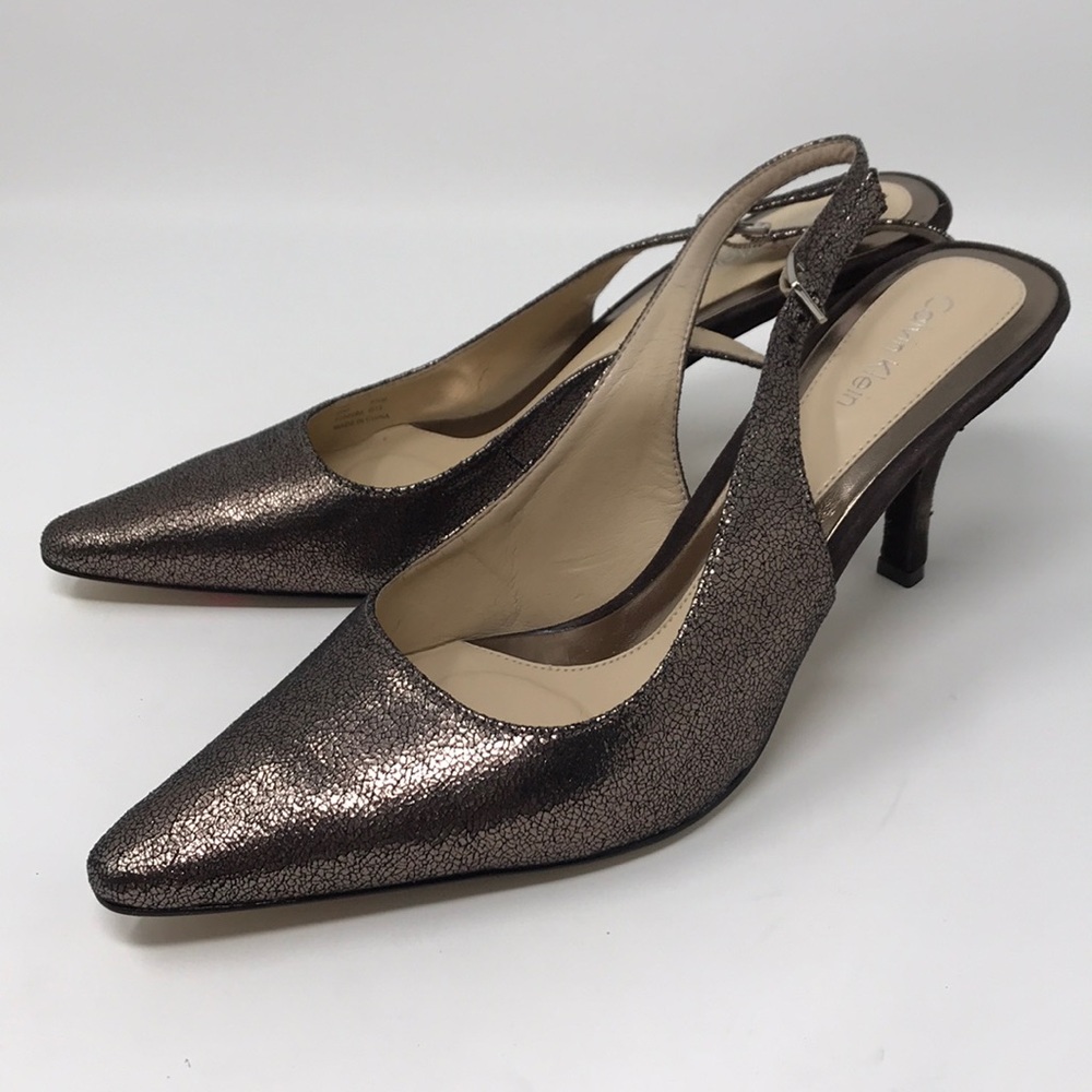 Calvin Klein Metallic Bronze Slingback Heels